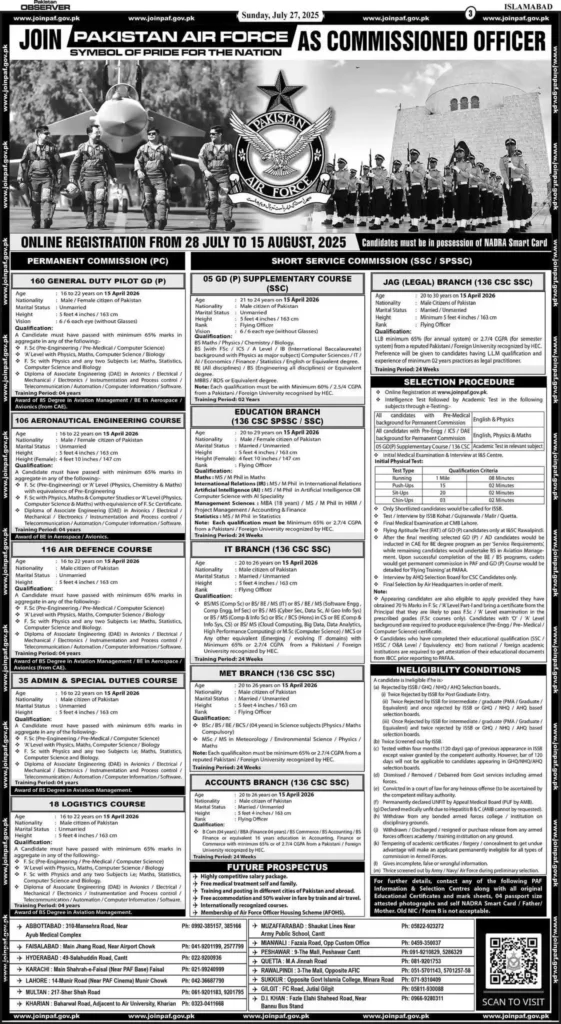 Paf Commisoned Jobs 2026 advertisement