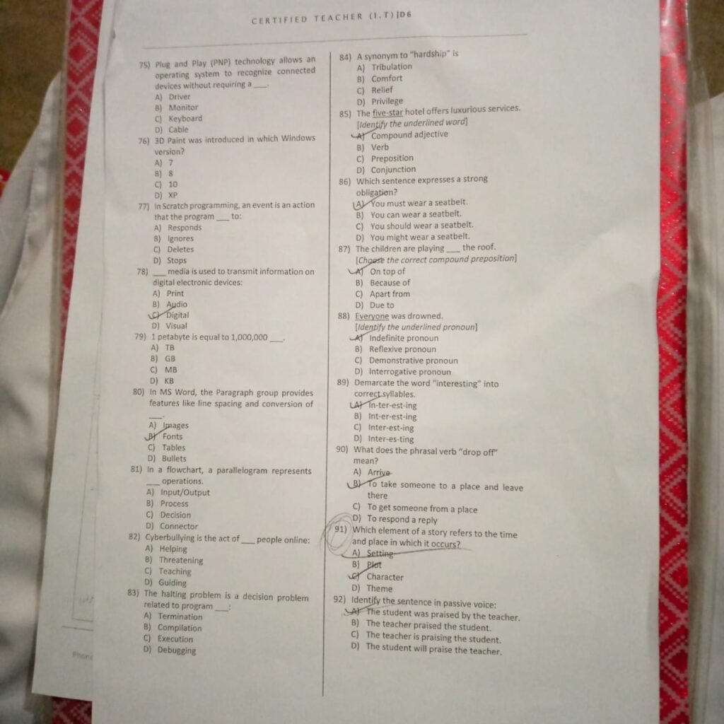 CT IT Past Paper MCQs