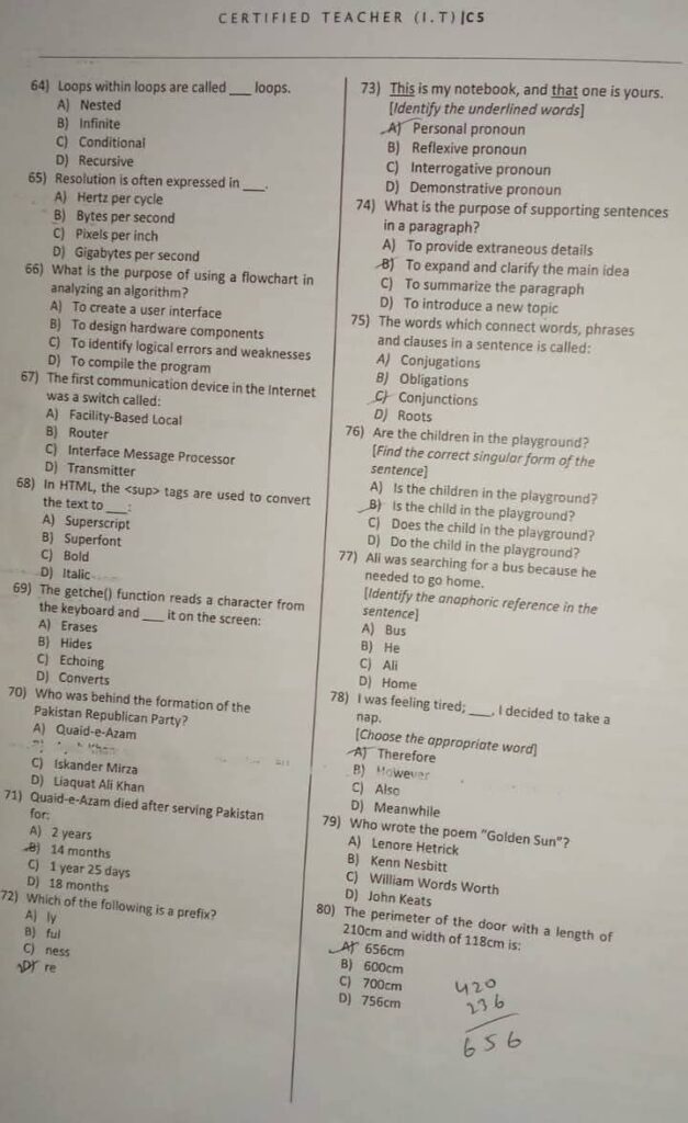 CT IT Past Paper MCQs