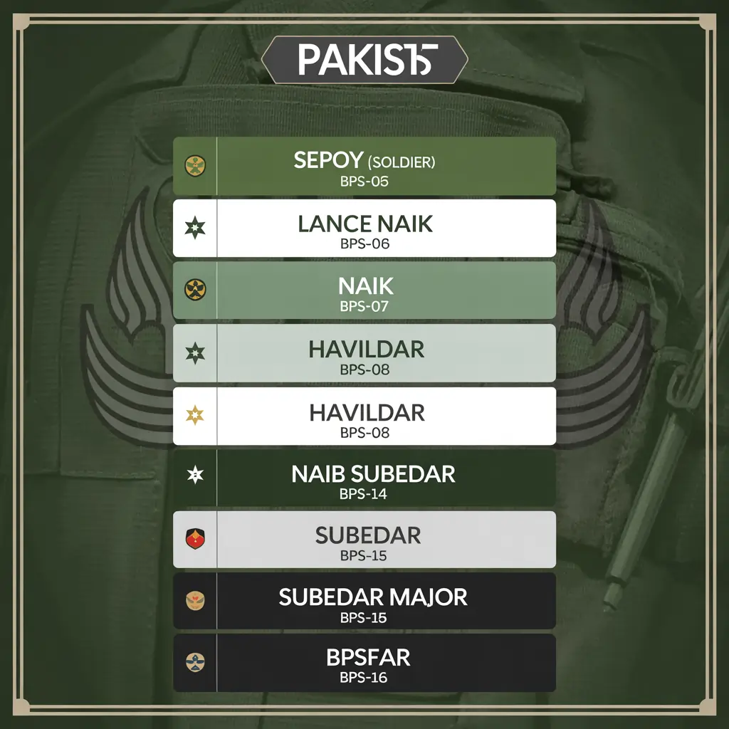 pak army ranks from lowest to highest soldiers