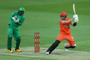 Perth Scorchers and Melbourne Stars players in action during a Big Bash League Cricket match