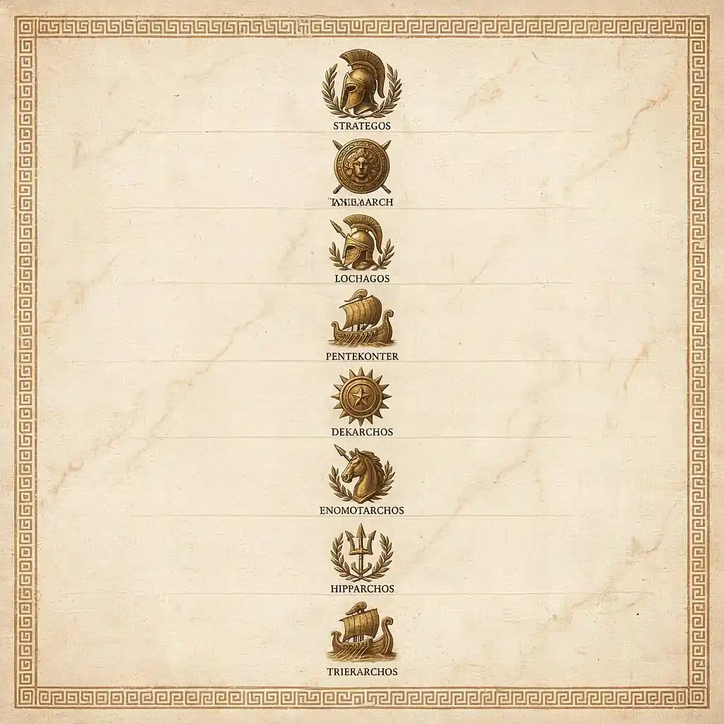 anciennt greek military b ranks insignias